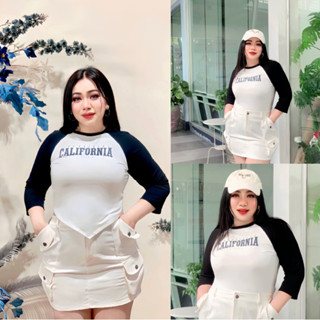 100KG Plus size เสื้อแขนยาวสาวอวบ เสื้อยืดสาวอวบอ้วน เสื้อสไตล์ y2k :   รุ่นมอตี้ P60