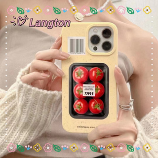 🌈Langton🌸ป้องกันการหล่น พื้นผิว iphone 11 14 pro max ความคิดสร้างสรรค์ มะเขือเทศ สีเหลือง case for iPhone 12 13