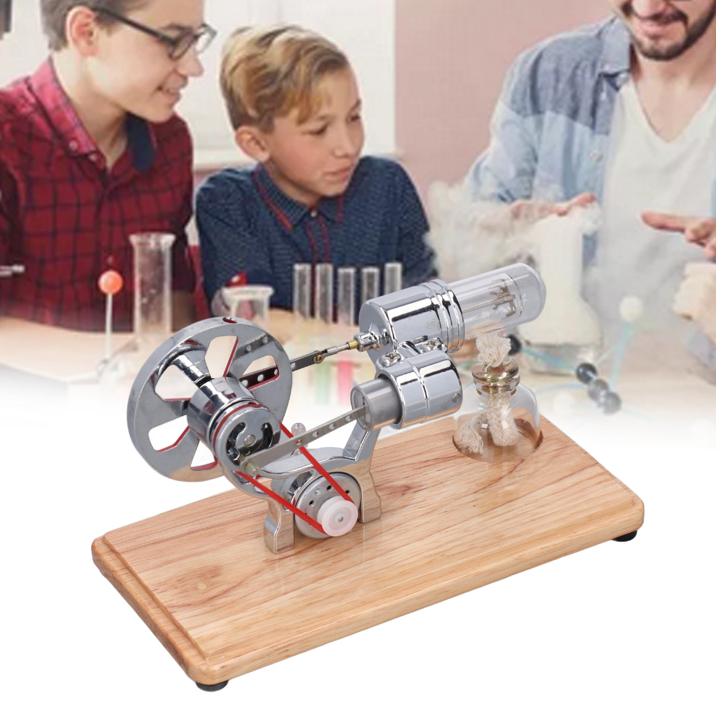 Chris office Stirling Engine Model Scientific Physical Golden Two Cylinder Balance Educational Toy