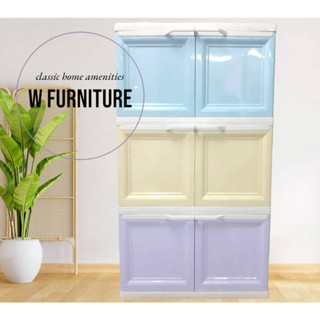 🗄ตู้พลาสติกอเนกประสงค์ 3ชั้น 👍มือจับบน/ฝาสวิง ✅รุ่น Color Vi…