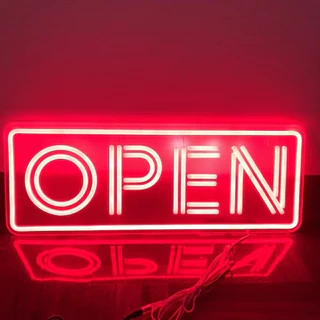 ป้ายไฟ ป้ายไฟตัวอักษร ป้ายไฟร้าน ป้ายไฟOPEN ป้ายไฟนีออน ป้ายไฟ ป้ายไฟLED-OPEN ทรงตั้ง ขนาด55x20