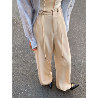 กางเกงขายาวเอวรูด DRAWSTRING WAIST COMFY LOOSE PANTS