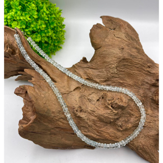 al Aqua 6mm Rondelle Faceted Beads Necklace , Sky Aquamarine Beaded Gemstone