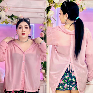 Plus size |เสื้อเชิ้ตสาวอวบ เสื้อเชิ้ตใส่สบาย ผ้าชีฟอง รุ่นซาเวีย (K19)