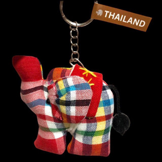 พวงกุญแจช้าง ผ้าขาวม้า พวงกุญแจสัตว์ ของฝาก  แฮนเมด OTOP elephant keychain ของที่ระลึก souvenir thailand handmade