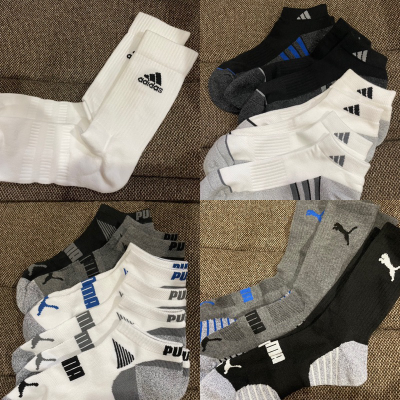 สินค้าพร้อมส่งแบ่งขาย Crew Sock Adidas Under armour Reebokรวมยี่ห้อ ถุงเท้า ครึ่งหน้าแข้ง ผ้าหนา หุ้มข้อ ของแท้ USA