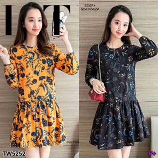 CS5252 Dress ทรงโอเวอร์ไซร์ลายดอก แฟชั่นเกาหลี Dress, oversized style, flower pattern, Korean fashion