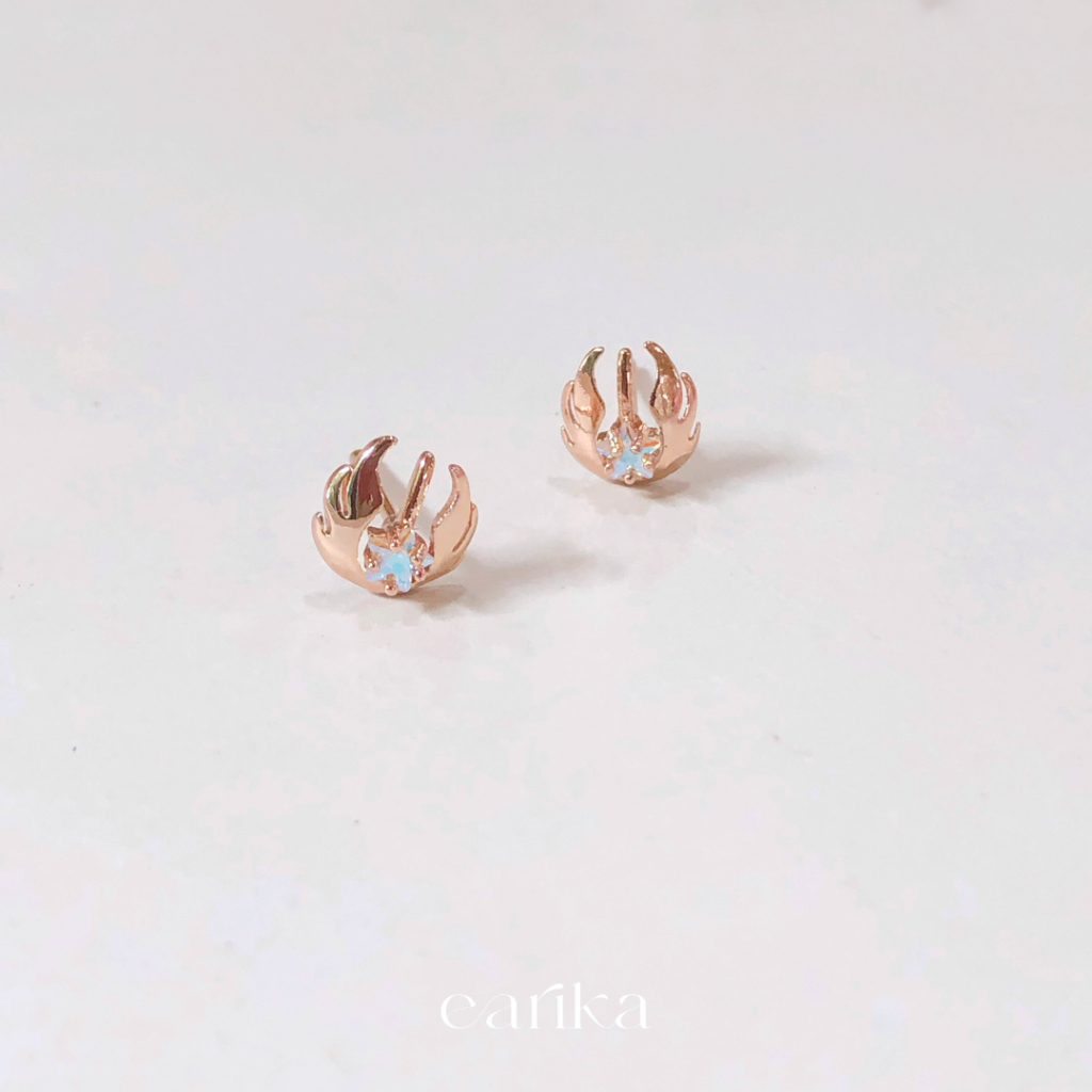 earika.earrings - hologram fireball stud ต่างหูแป้นลายลูกไฟจี้โฮโลแกรมก้านเงินแท้ (มีทั้งหมด 3 สี) เหมาะสำหรับคนแพ้ง่าย