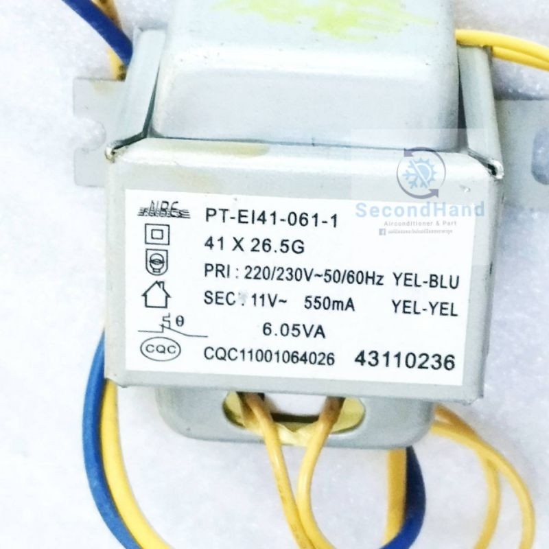 หม้อแปลงไฟ ( ใช้กับแอร์เทรน )AC Transformer TRANE AIR ( PT-EI41-061-1 )( 550 mA )**อะไหล่แอร์ มือสอง