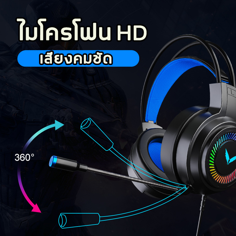 หูฟังแบบครอบหัวG58 USB Blacklight RGB ระบบเสียง7.1 พร้อมไมโครโฟนในตัว Gaming Headset หูฟัง เกมมิ่ง หูฟังคอมพิวเตอร์