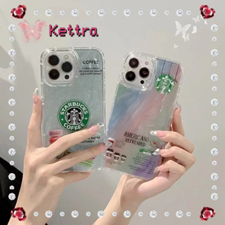 💜Kettra💜ขอบเต็ม ป้องกันการหล่น 11 14 pro max รุ่นคู่ เส้นขอบโปร่งใส กาแฟยี่ห้อ ความคิดสร้างสรรค์ case for iPhone 12 13