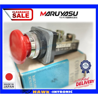 สีแดง สวิทซ์กดหัวเห็ด ไม่ล็อค ขนาด 25 mm MARUYASU JAPAN