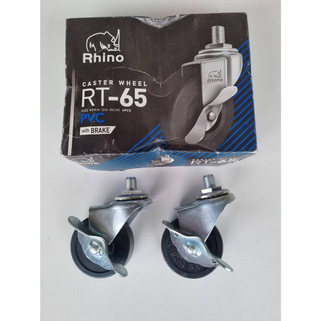 ล้อยางดำ สกรู มีเบรก Rhino 2, 2.1/2, 3 สินค้าคุณภาพดี ราคาต่อ 4 ล้อ
