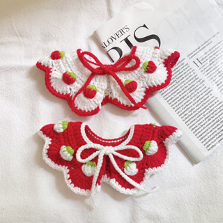 ปลอกคอแมว Strawberry cat collar ปลอกคอถัก