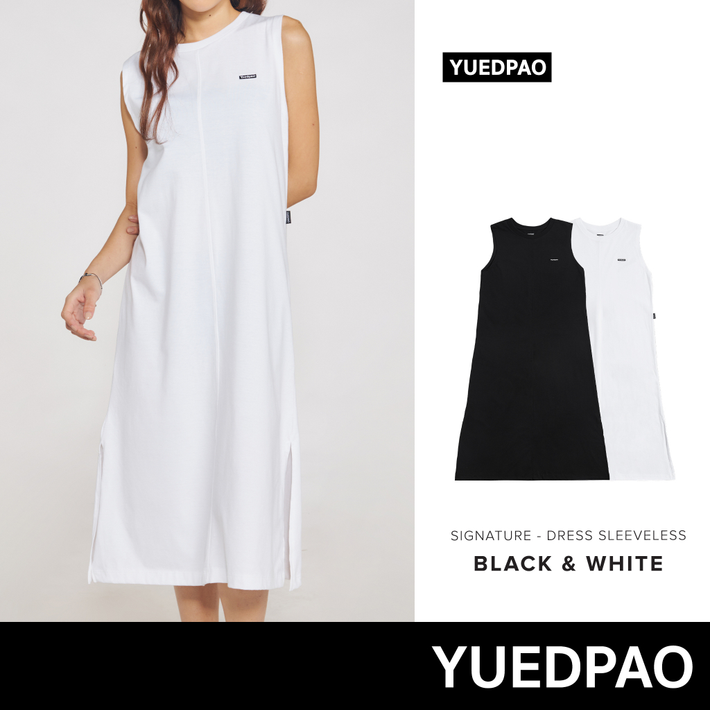 Yuedpao (ใหม่ล่าสุด!!) ผ้าหนาทรงสวย ยับยากรีดง่าย รับประกันไม่ย้วย 2 ปี Signature Dress Sleeveless Set Black&White
