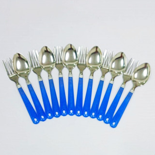 WHITE SHARK ช้อนส้อมสเตนเลสด้ามสี NO.800 ตราฉลามขาว แพ็ค 6 ค…