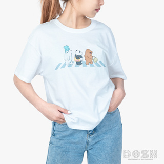 DOSH WOMENS CROPPED TOPS WE BARE BEARS เสื้อยืดทรงครอปหลวม ผู้หญิง PWBBWT1001-OW