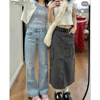 พร้อมส่ง ready to ship brandy Melville kenzie 90s long cargo skirt new with tagกระโปรงคารโก้ทรงสวย