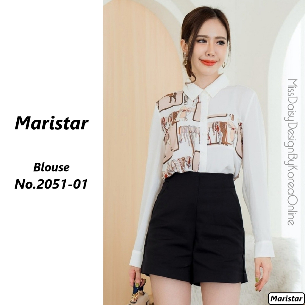 Maristar เสื้อแขนยาวผ้าพิมพ์ลาย No.2051 ผ้า Polyester 100%