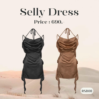 RSB08 l SELLY DRESS เดรสสั้น สีพื้นดีเทลครีบด้านข้าง