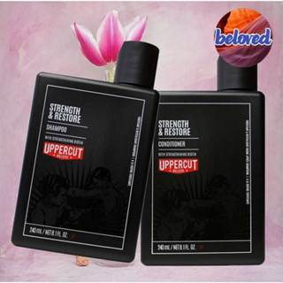 UPPERCUT STRENGTH &amp; RESTORE SHAMPOO/CONDITIONER 240 ml แชมพู ครีมนวด ที่ช่วยฟื้นฟูผมบาง และขาดความเงางาม