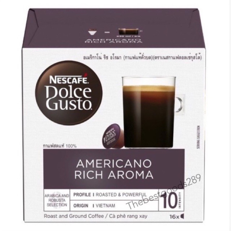 พร้อมส่ง🔥 NESCAFE DOLCE GUSTO แคปซูลกาแฟ AMERICANO RICH AROMA แคปซูลกาแฟคั่วบด 16 แคปซูล 1 กล่อง