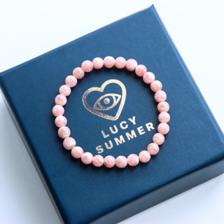 LUCY SUMMER กำไลข้อมือหินแท้  Rhodochrosite 5 mm - โรโดโครไซต์ สีขมพูอ่อนหวาน ขนาด 5 มม (กำไลหินแท้ รับประกันหินแท้)