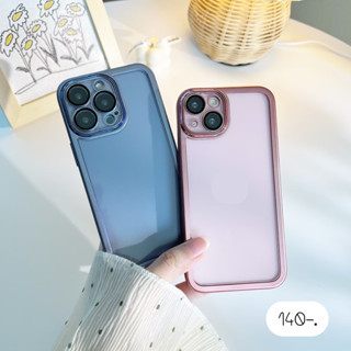 [ พร้อมส่ง2สี ] เคสใส เคสใสขอบสี เคสกันเลนส์กล้อง 💘เคสคลุมเลนส์ขอบเมทาลิคชมพู/ฟ้า