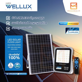 WELLUX โคมไฟฟลัดไลท์โซล่า 50W 100W 200W 300W 400W 500W LED SOLAR FLOOD LIGHT รุ่น CALIFORNIA SERIES [BYD BATTERY]