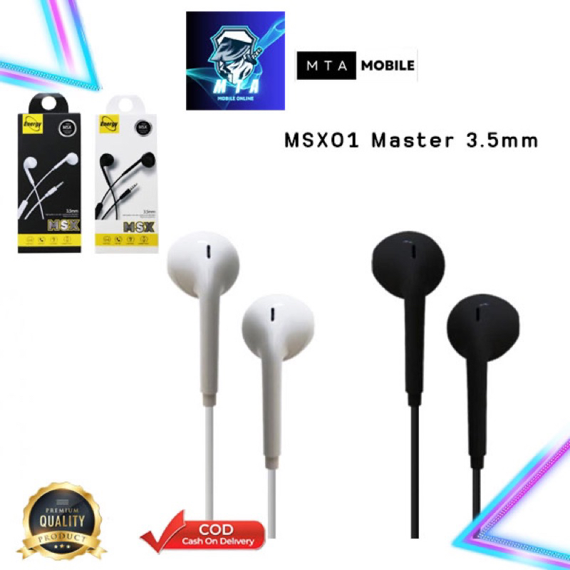 Energy  Premium  MSX01 : หูฟัง MSX01 Master 3.5mm สีขาวสีดำ