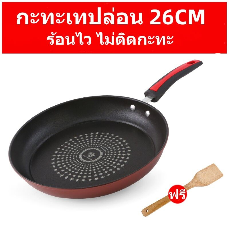 กระทะ กระทะเทฟล่อน ขนาด 26 ซม.แถมฟรีตะหลิวไม้ 1ชิ้น กระทะไม่ใช้น้ำมัน และกะทะก้นลึก 32 CM.