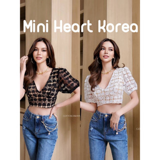 Mini Hart Korea Top ครอปลูกไม้ล่าสุดสวยแบบมากๆ ลูกไม้ฉลุลายหัวใจ น่ารักฝุดๆ ทรงสวยปั้ว ใส่สวยน่ารัก