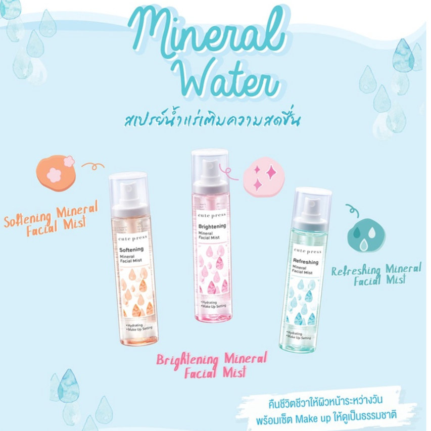 ETAX  สเปรย์น้ำแร่ Cute Press Mineral Facial Mist 100 มล คิวเพรส น้ำแร่บำรุงหน้า สเปรย์บำรุงหน้า