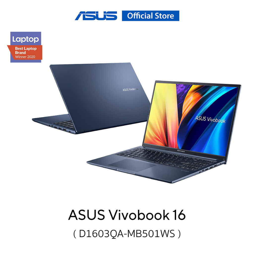 ASUS VivoBook 16 (D1603QA-MB501WS), 16 inch thin and light laptop, WUXGA, Ryzen 5 5600H, 8 GB DDR4, 