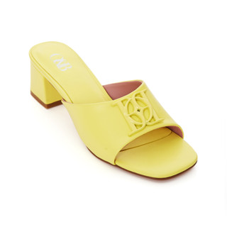 O&amp;B รองเท้าหนังแท้ส้นสูง รุ่น Abbey Heels in Electric Yellow