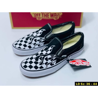 รองเท้าผ้าใบ แวน Slip On Checkerboard ไซส์ 36-44 พร้อมกล่อง ลายไฟ รองเท้าผ้าใบ  G25A037