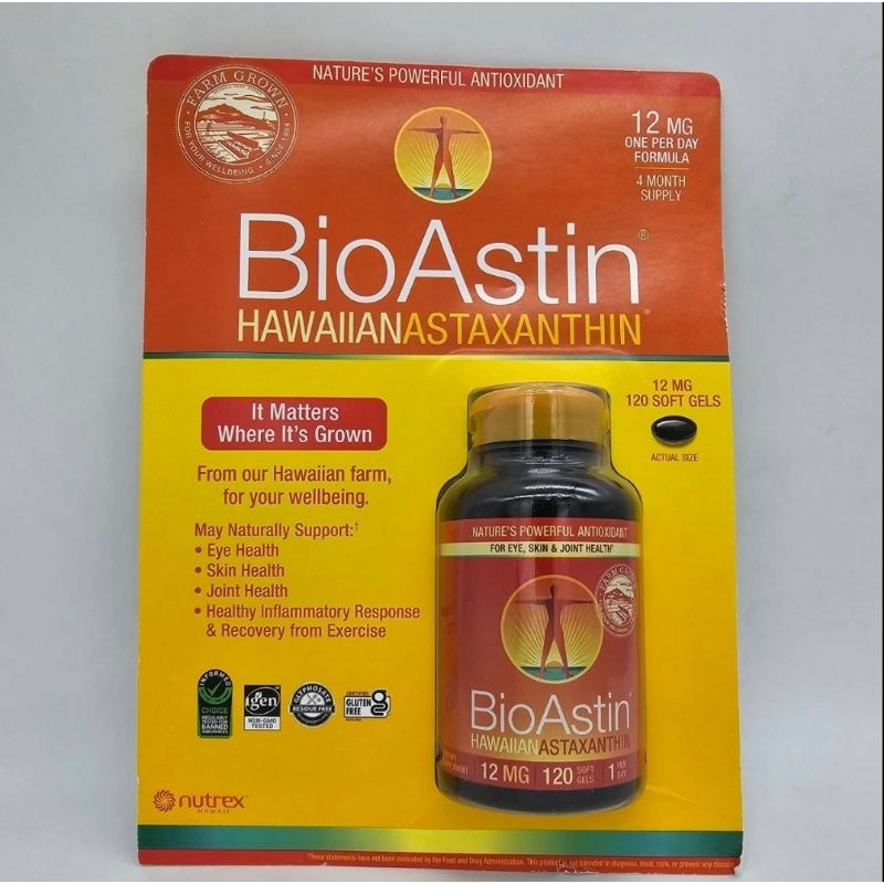 💲พร้อมส่ง Nutrex Bioastin Hawaiian Astaxanthin 12 mg. 120 เม็ด สาหร่ายแดง