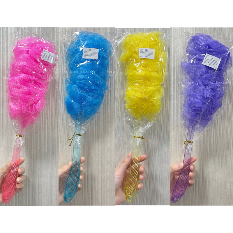 พร้อมส่ง!! ใยขัดตัว ขัดหลัง อาบน้ำ รุ่นมีด้ามจับ ใยนิ่ม ไม่บาดผิว ตีฟองละเอียด ขนาด43ซม.