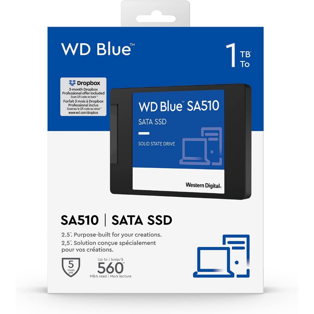 1TB SSD (เอสเอสดี) WD BLUE SA510 - 2.5" SATA 3 (WDSSD1TB-SATA-3D-5YEAR-SA510) รับประกัน 5 - Y