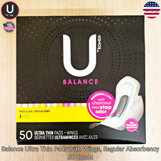 U by Kotex® Balance Ultra Thin Pads with Wings, Regular Absorbency 50 Count ผ้าอนามัยมีปีก แผ่นอนามัย เหมาะกับวันมาปกต