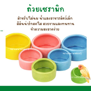 ถ้วยเซรามิกคละสี สำหรับใส่นม น้ำและอาหารสัตว์เล็ก