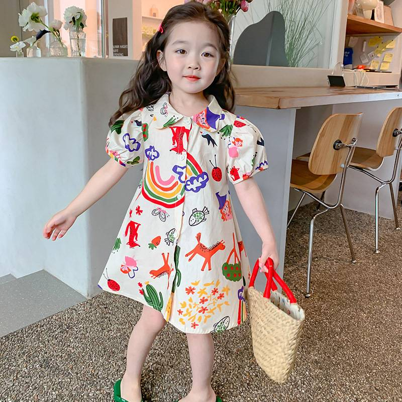 walibaby ชุดเดรส ลายกราฟฟิตี สำหรับเด็กผู้หญิง#234