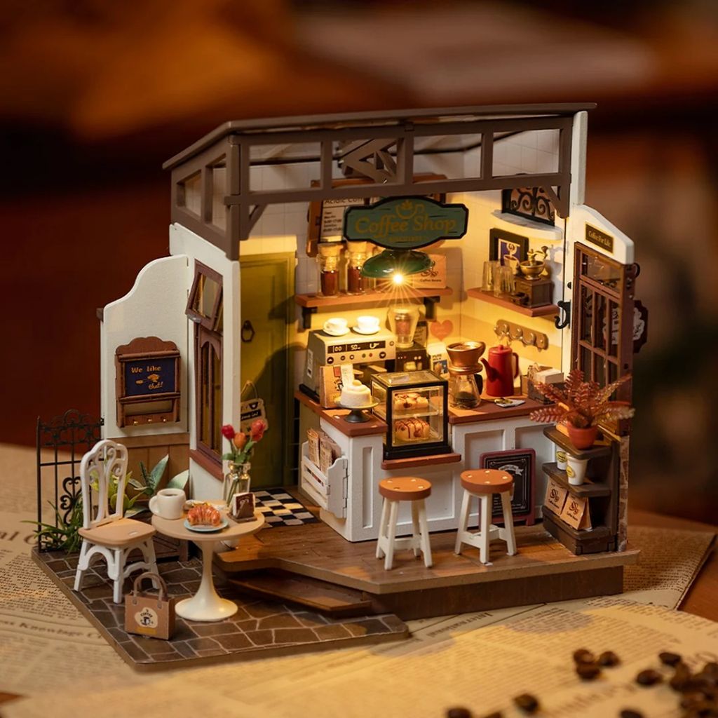 ส่งด่วน กทม. ☕ บ้านตุ๊กตา DIY ประกอบเอง ร้านกาแฟ Slow Life Cafe ประกอบง่าย ของตกแต่งครบ Rolife DG162