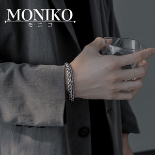 MONIKOสร้อยข้อมือเหล็กไทเทเนียมบุรุษสีเงิน