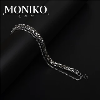 MONIKOสร้อยข้อมือเหล็กไทเทเนียมบุรุษสีเงิน