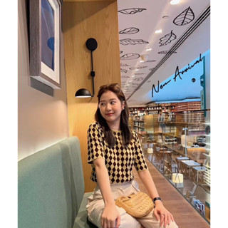 🧡 New in pack 🧡Dressupcorner เสื้อนิตลายตาราง