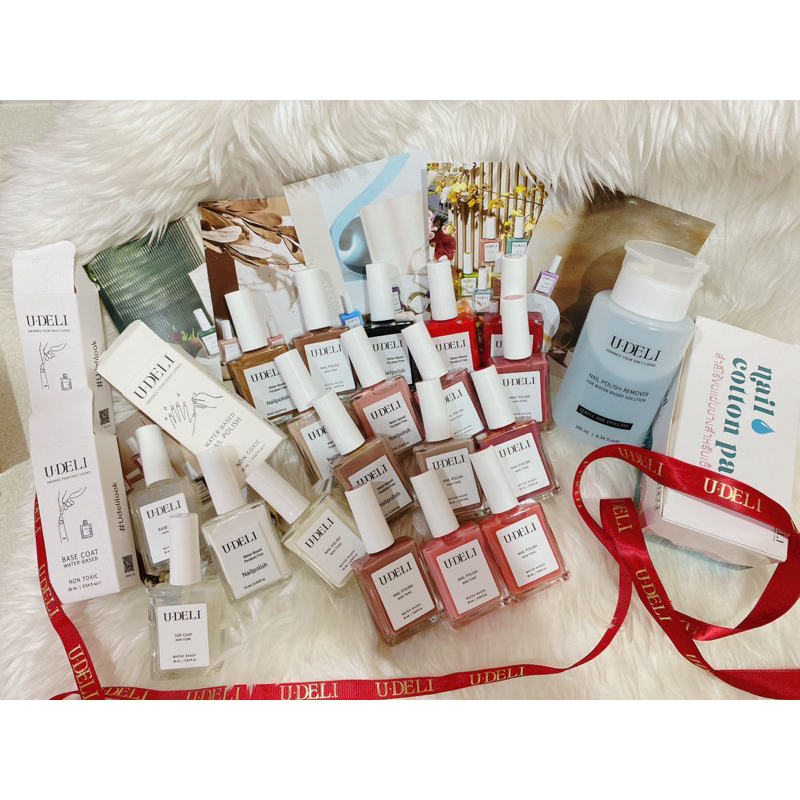 ✨ส่งต่อ U-Deli น้ำยาทาเล็บ สีทาเล็บ กึ่งเจล ยี่ห้อ UDeli ทั้งหมดตามภาพเลยค่ะ สี 16 สี และBase กับ To