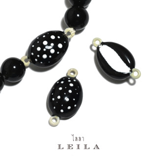 Leila Amulets เบี้ยแก้จิ๋ว ครอบจักรวาล Baby Leila Collection ลายดำจุดขาว (พร้อมกำไลหินฟรีตามรูป)