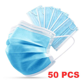 Disposable 3-Layer Mask နှာခေါင်းပိတ် တစ်ဖာ 50 ခုပါရှိပါသည် หน้ากากอนามัย กรองฝุ่น กรองไวรัส