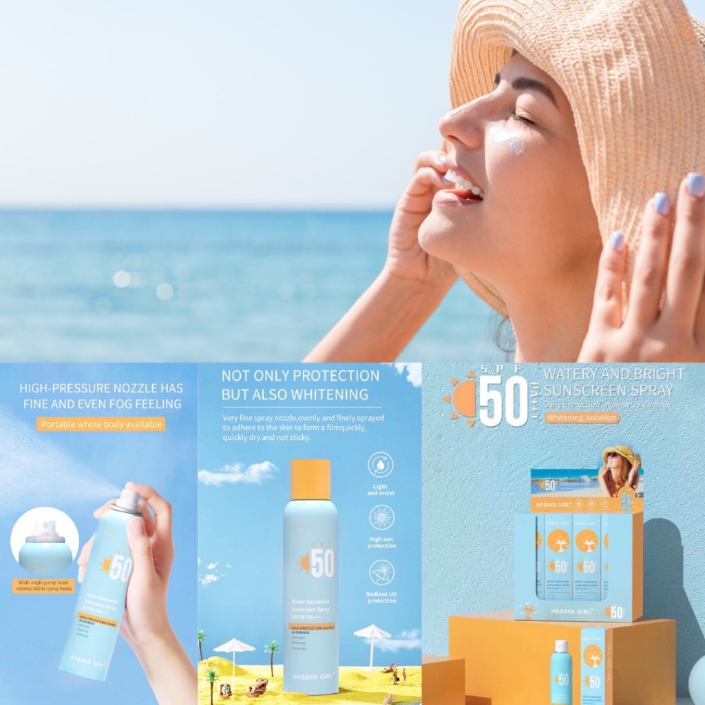 สเปรย์กันแดด เนื้อบางเบา Hasaya Girl Water Sensation Sunscreen Spray SPF50 กันน้ำ ปกป้องผิวจากรังสี UV 150 ml กล้าท้าแดด
